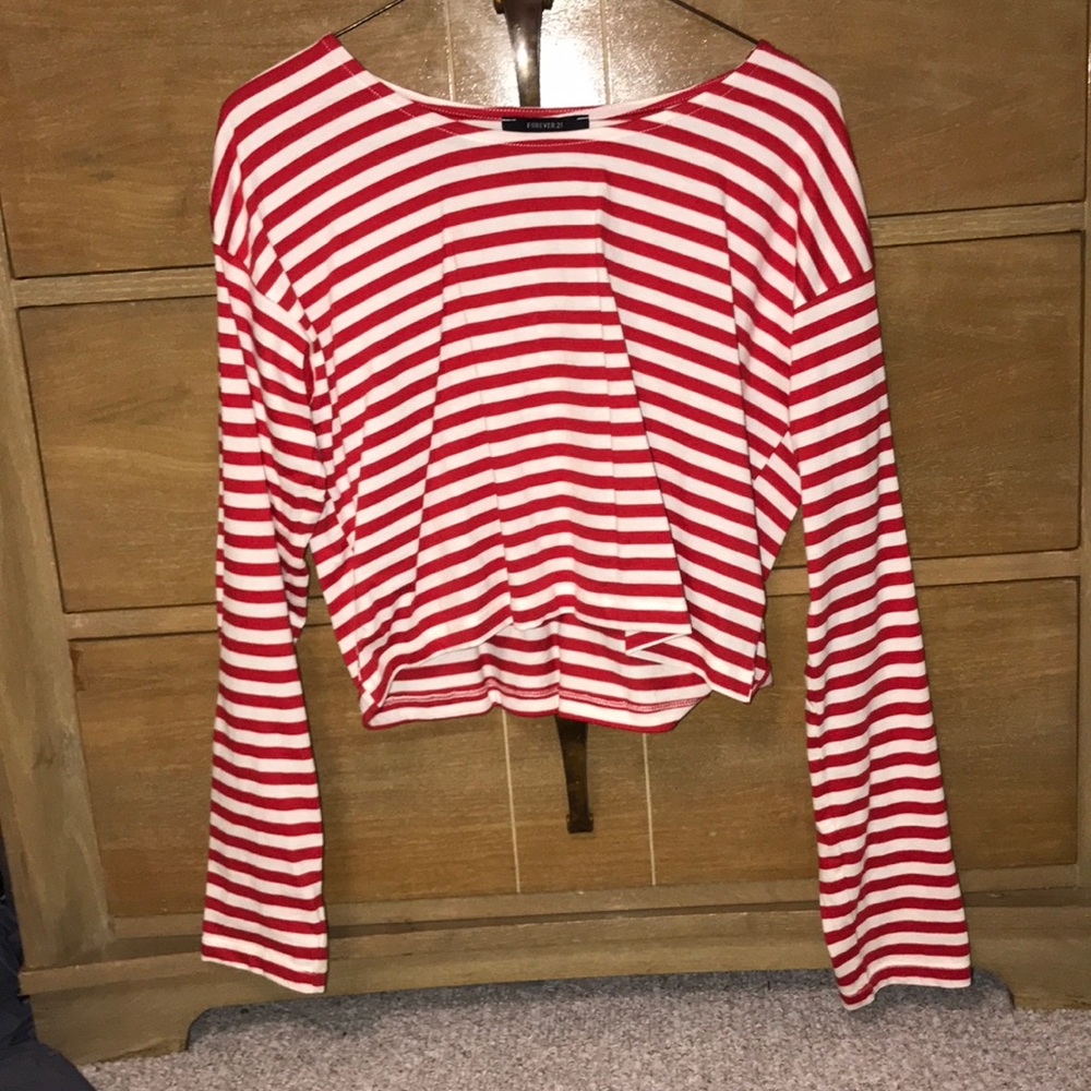 Forever 21 red stripped crop top